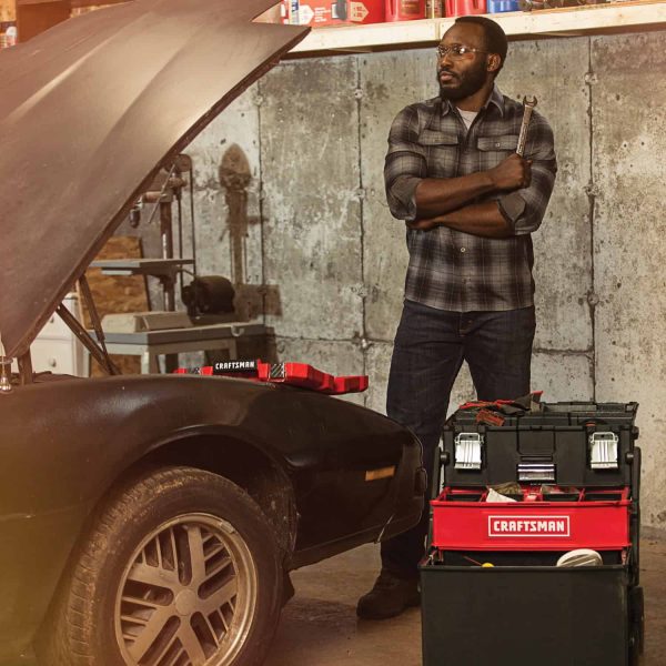 22-in 1-Drawer Black Metal Wheels Lockable Tool Box