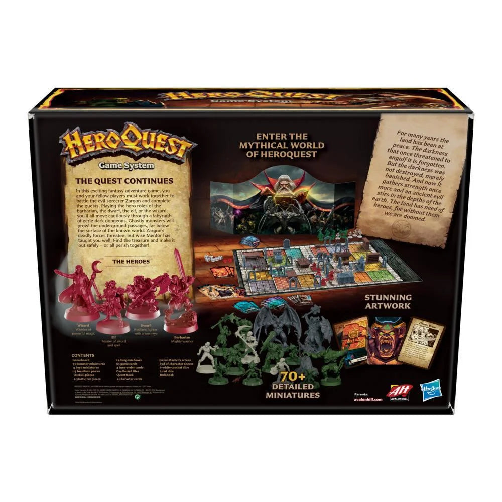 Avalon Hill HeroQuest Game System, Fantasy Miniature Dungeon Crawler Tabletop Adventure Game, Ages 14 and Up 2-5 Players