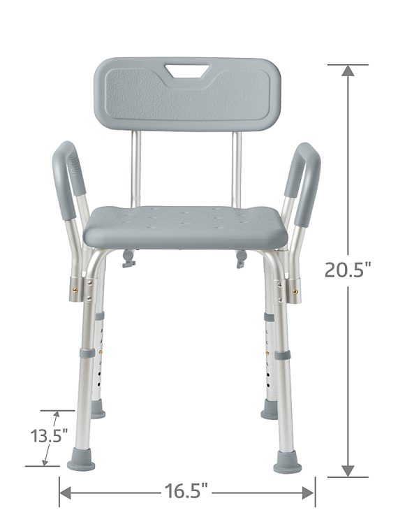2026 Medline – Shower Chair with Back and Padded Arms – gray