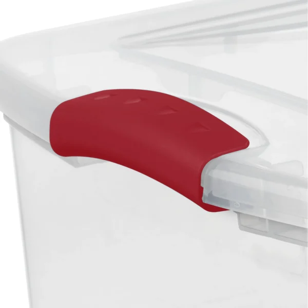 32 Qt. Latch Box Plastic, Infra Red, Set of 6