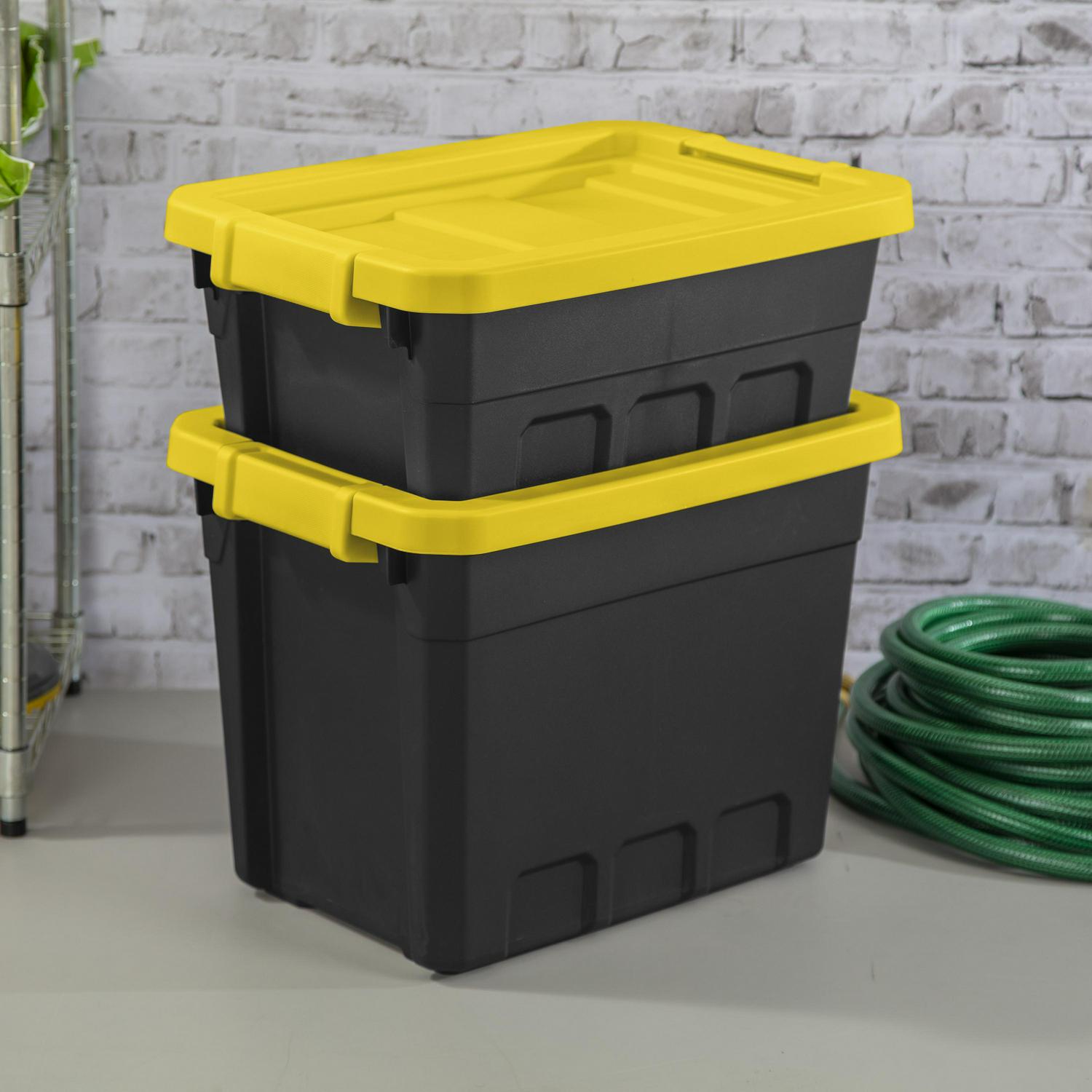 2026 Sterilite 4 Gallon Stacker Tote Plastic, Yellow Lily, Set of 6