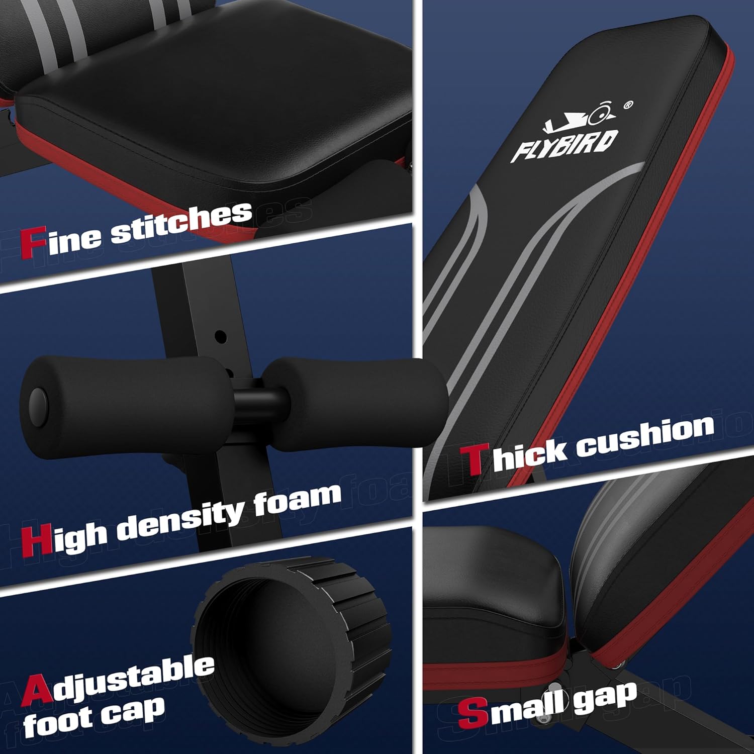 FLYBIRD Adjustable Bench,Utility Weight Bench for Full Body Workout- Multi-Purpose Foldable incline/decline Bench