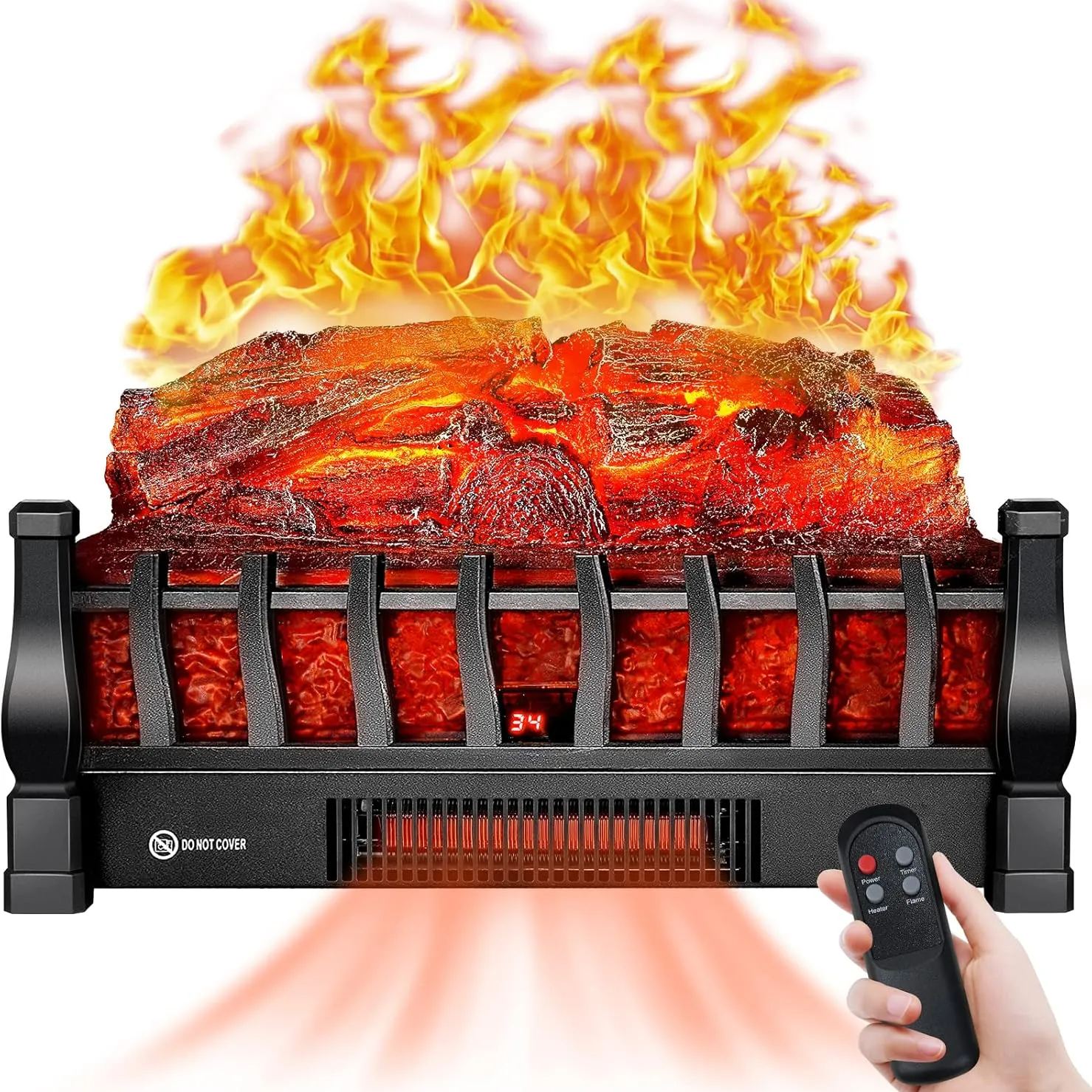 Alpaca Electric Fireplace Logs Inserts Heater with Infrared Remote Controller