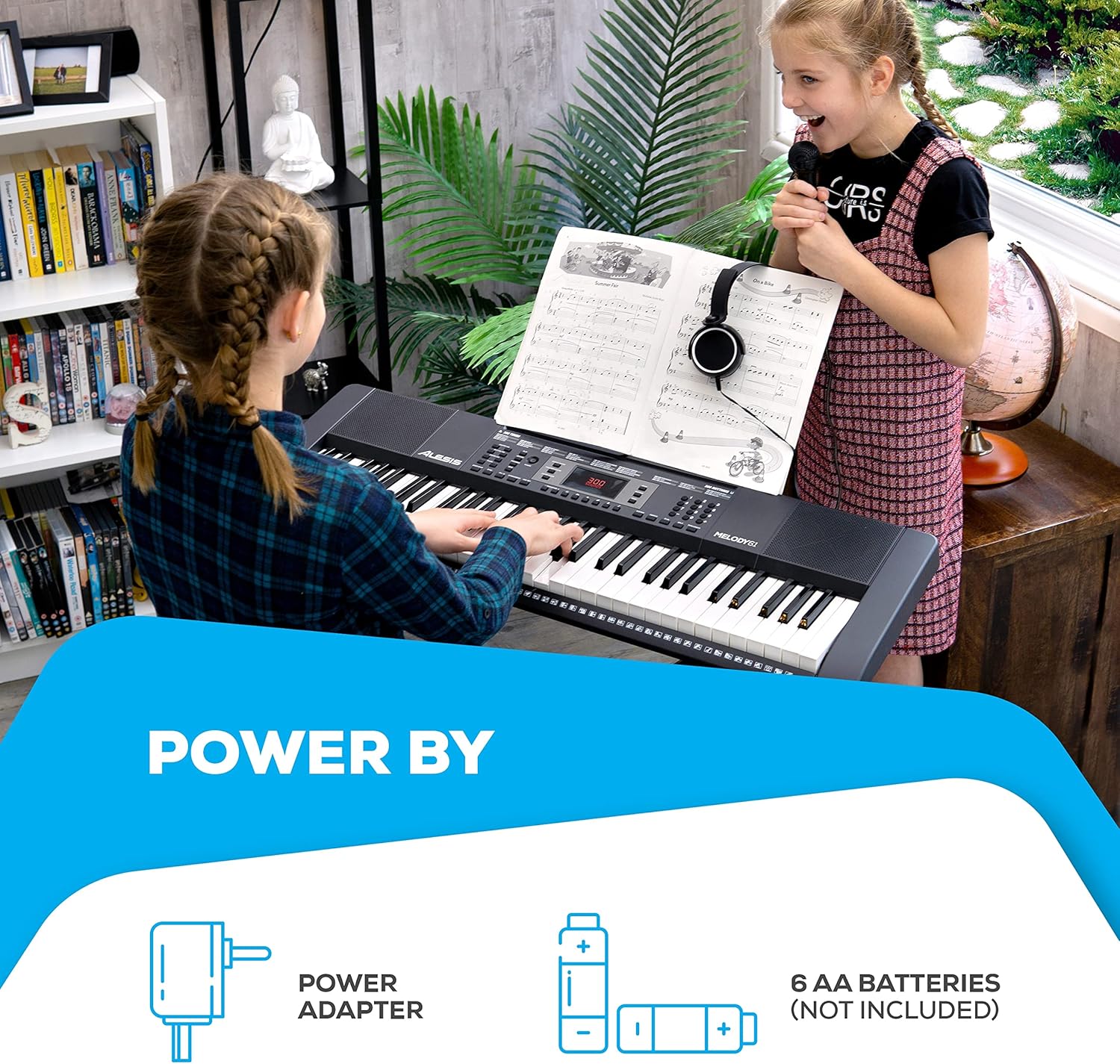 Alesis Melody 61 Key Keyboard Piano with Speakers, Stand, Stool, Headphones, Microphone, Sheet Music Stand, 300 Sounds and Music Lessons