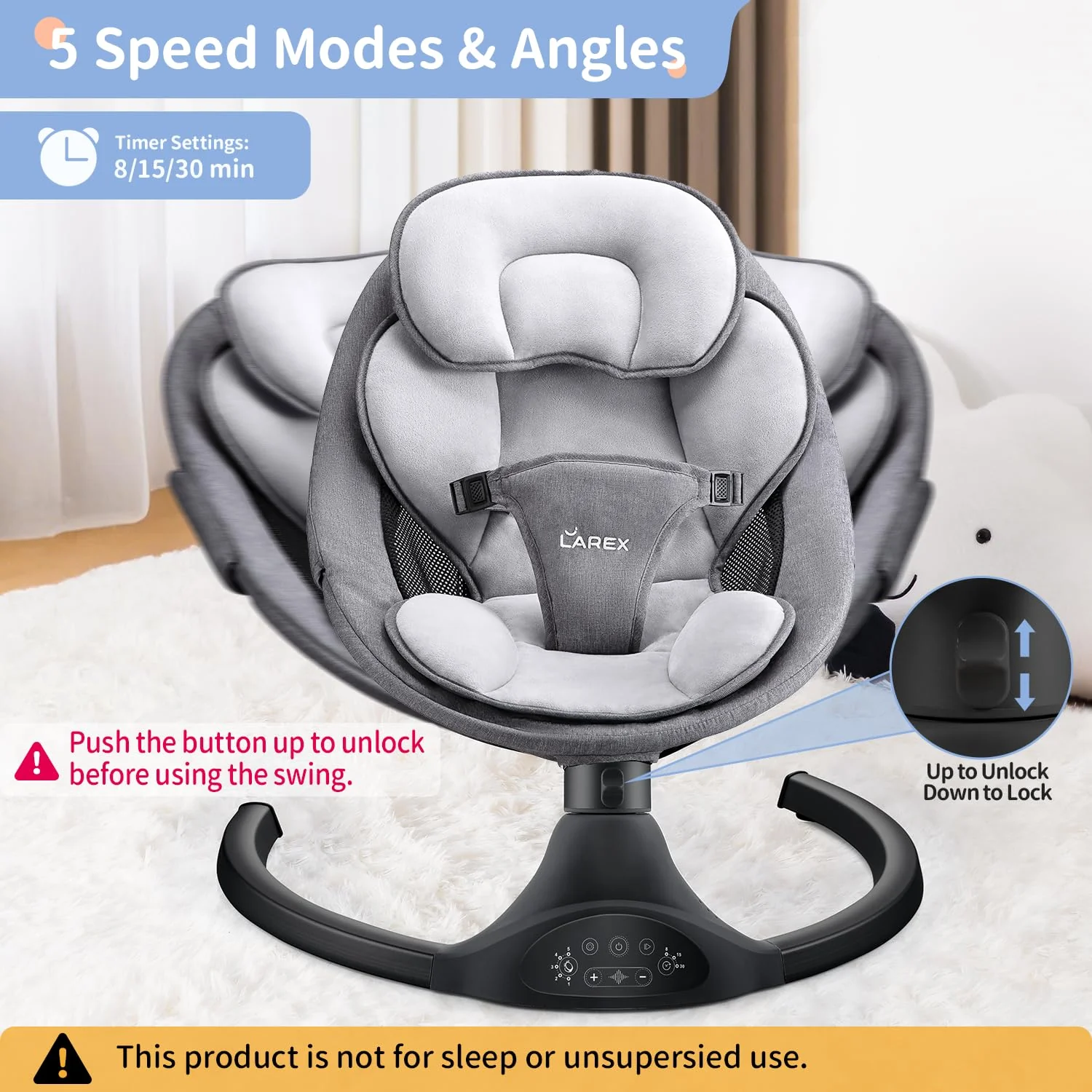 LAREX Baby Electric Swing Rocker with Remote & Bluetooth