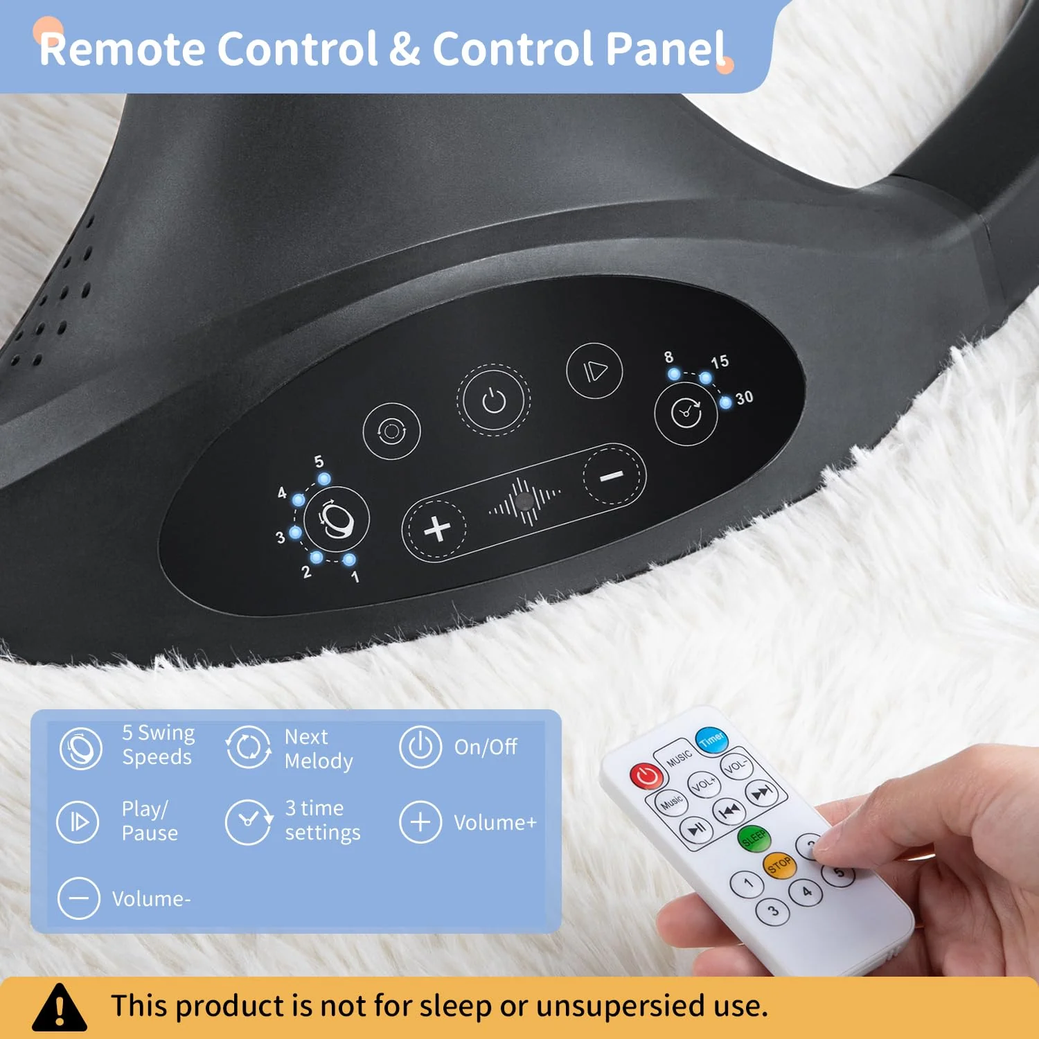 LAREX Baby Electric Swing Rocker with Remote & Bluetooth