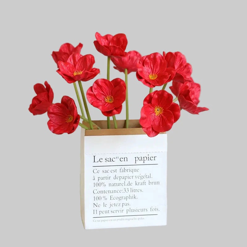 Mini Artificial Poppy Flower Stem – PU Faux Floral for Wedding, Home & Event Decor