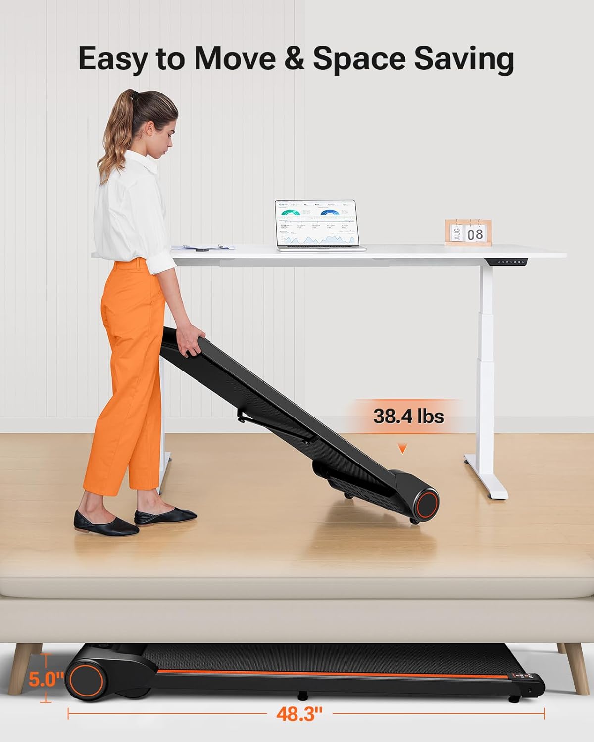 UREVO Under Desk Treadmill, Walking Pad for Home Office, Portable Walking Treadmill 2.25HP, Walking Jogging