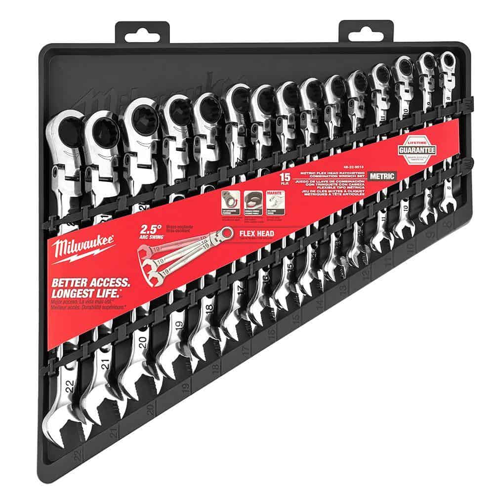 48-22-9413-48-22-9513 144-Position Flex-Head Ratcheting Combination Wrench Set SAE and METRIC (30-Piece)