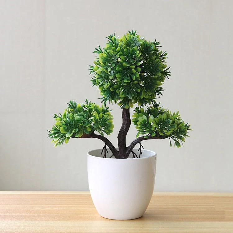 Artificial Bonsai Plant in Pot – Plastic Decorative Flower for Home & Office Desk Decor