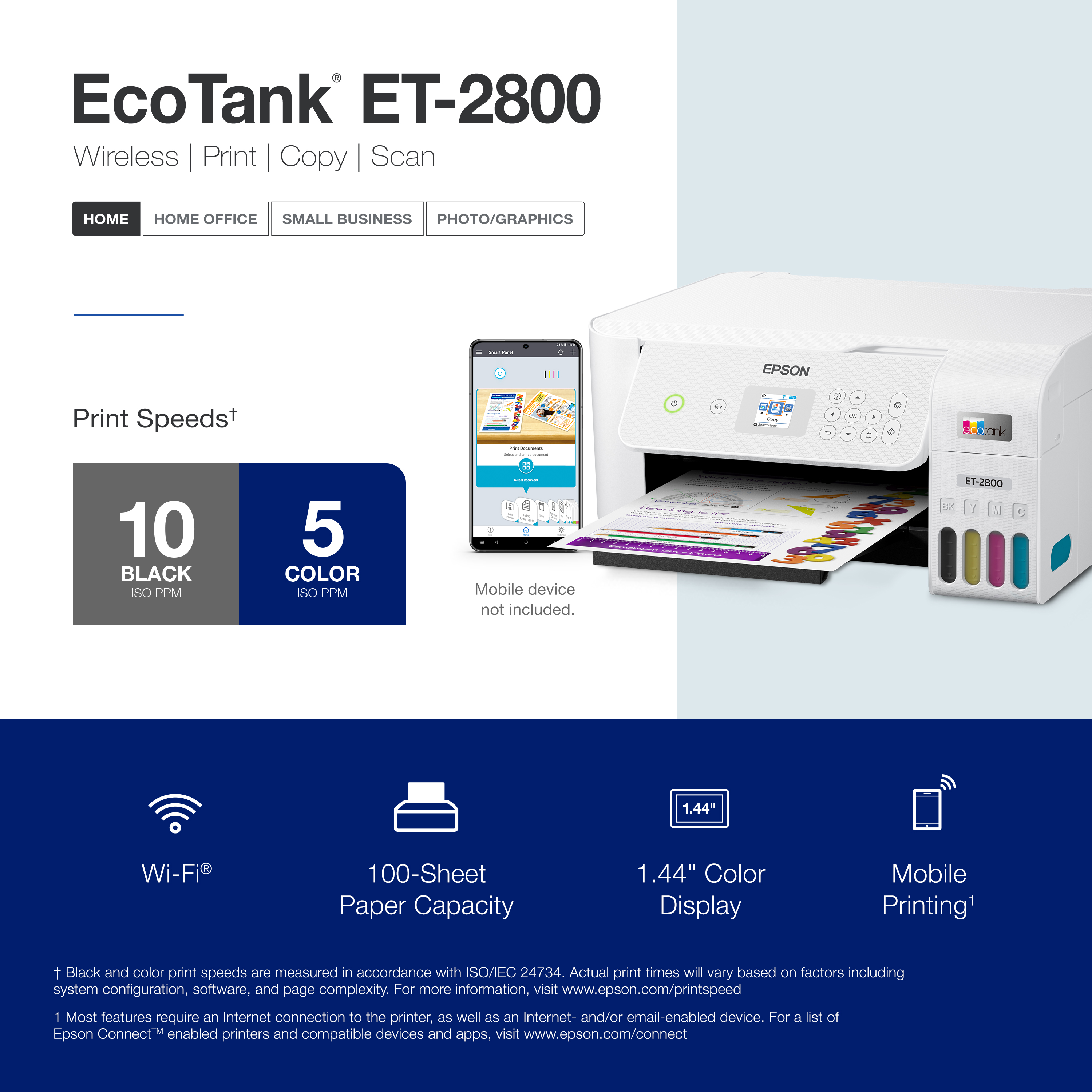2026 Epson – EcoTank ET-2800 Wireless All-in-One Supertank Inkjet Printer – White