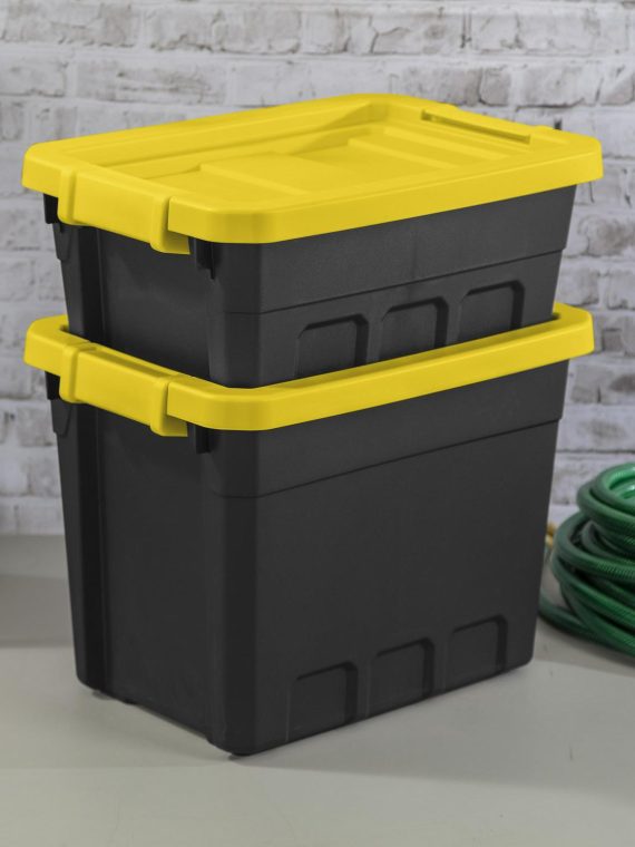 2026 Sterilite 4 Gallon Stacker Tote Plastic, Yellow Lily, Set of 6