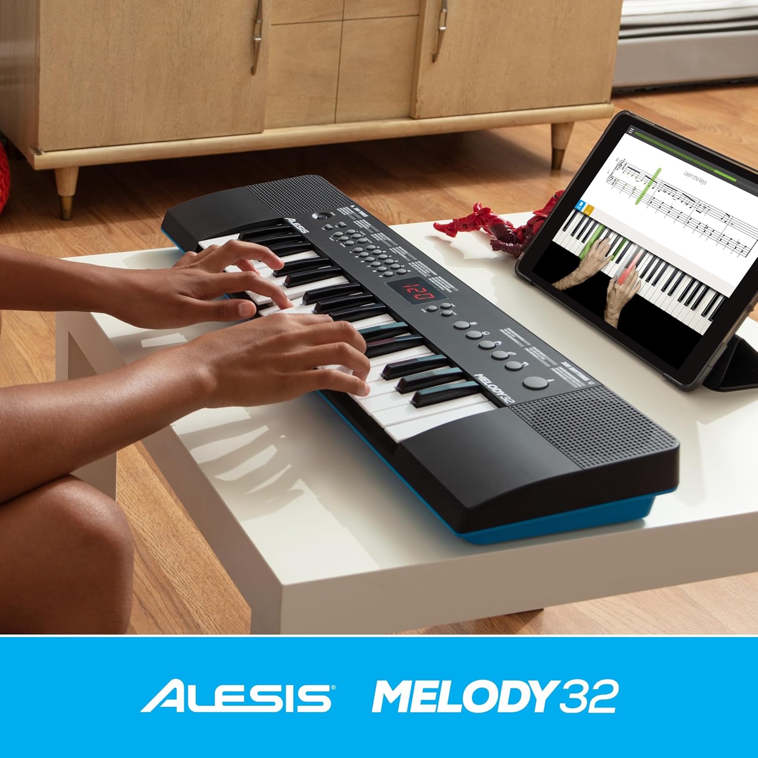 Alesis Melody 61 Key Keyboard Piano with Speakers, Stand, Stool, Headphones, Microphone, Sheet Music Stand, 300 Sounds and Music Lessons