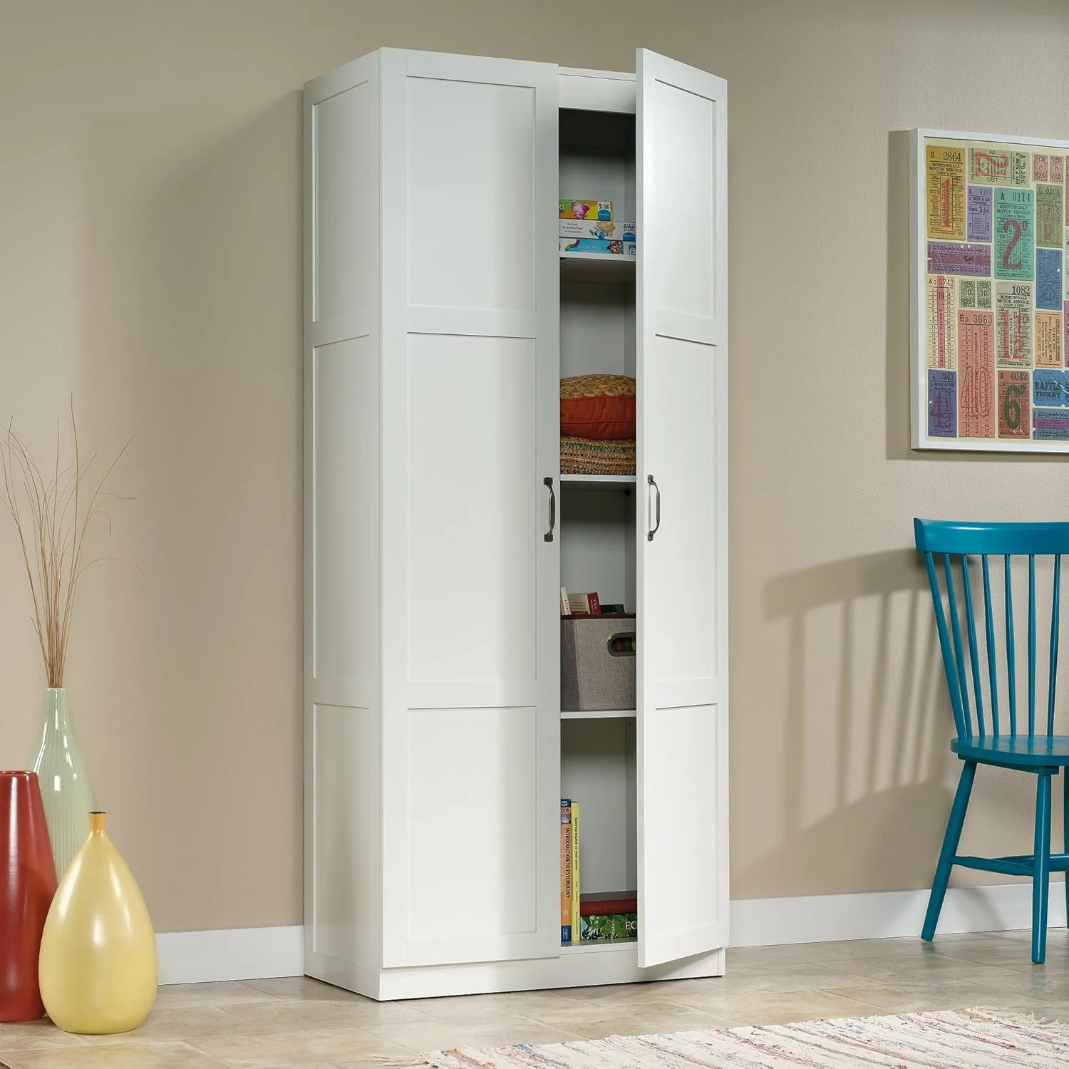 SAUDER Select Storage Cabinet - White Finish Pantry Cabinets