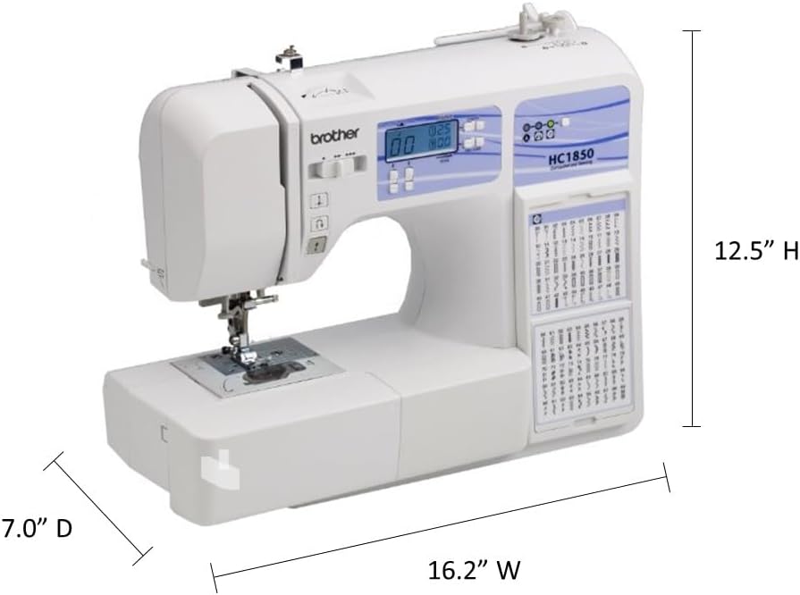 Brother Sewing and Quilting Machine, HC1850, 185 Built-in Stitches, LCD Display, 8 Included Sewing Feet