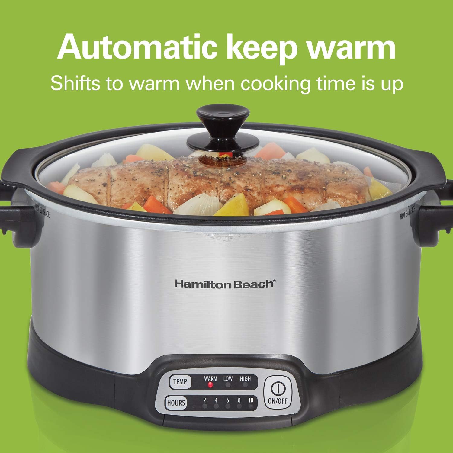 33662 Programmable Slow Cooker with 6 Quart Stovetop-Safe Sear   Cook Crock, Silver
