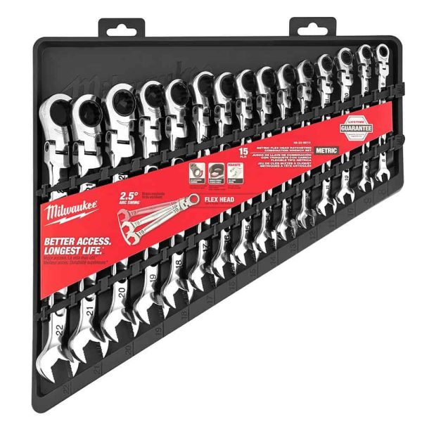 48-22-9413-48-22-9513 144-Position Flex-Head Ratcheting Combination Wrench Set SAE and METRIC (30-Piece)