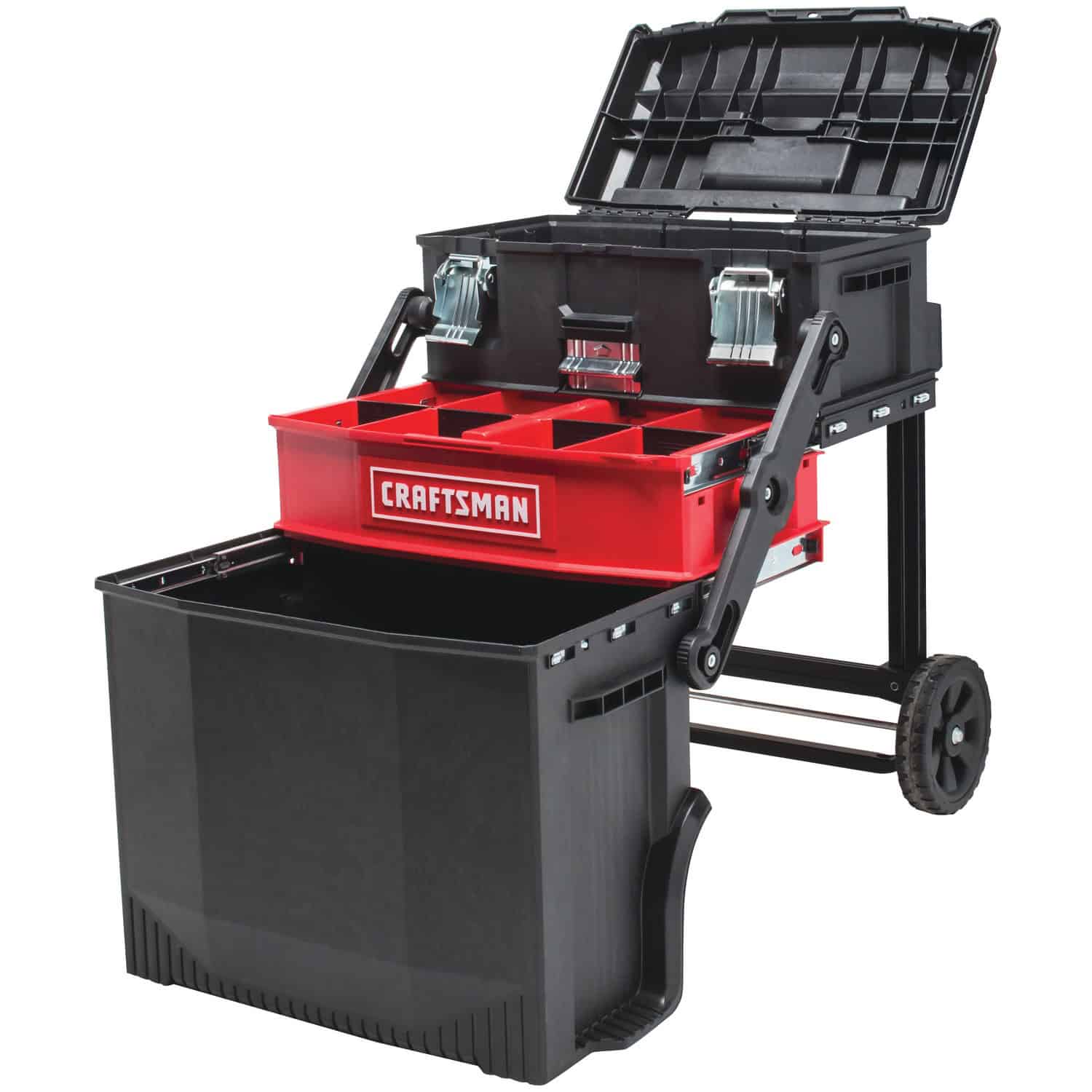 22-in 1-Drawer Black Metal Wheels Lockable Tool Box
