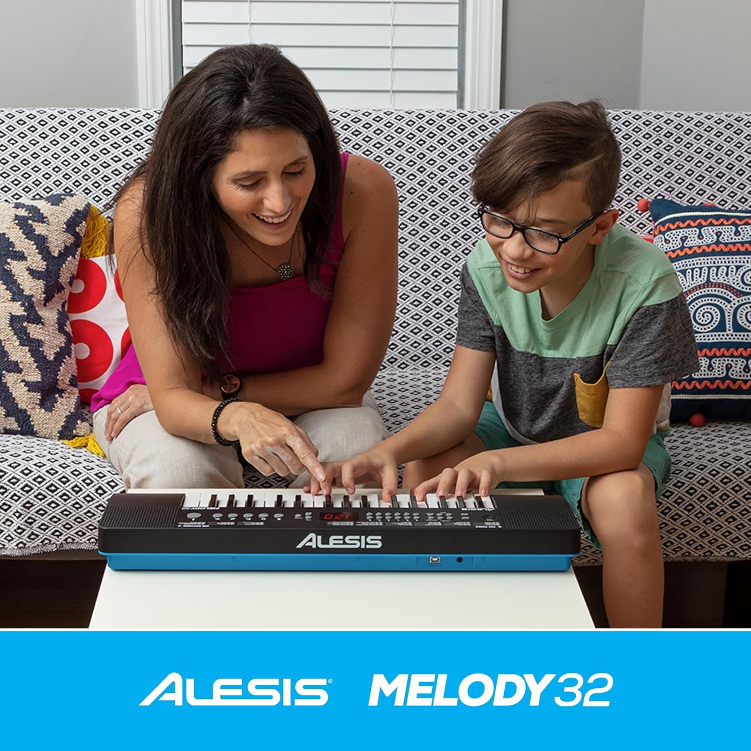 Alesis Melody 61 Key Keyboard Piano with Speakers, Stand, Stool, Headphones, Microphone, Sheet Music Stand, 300 Sounds and Music Lessons