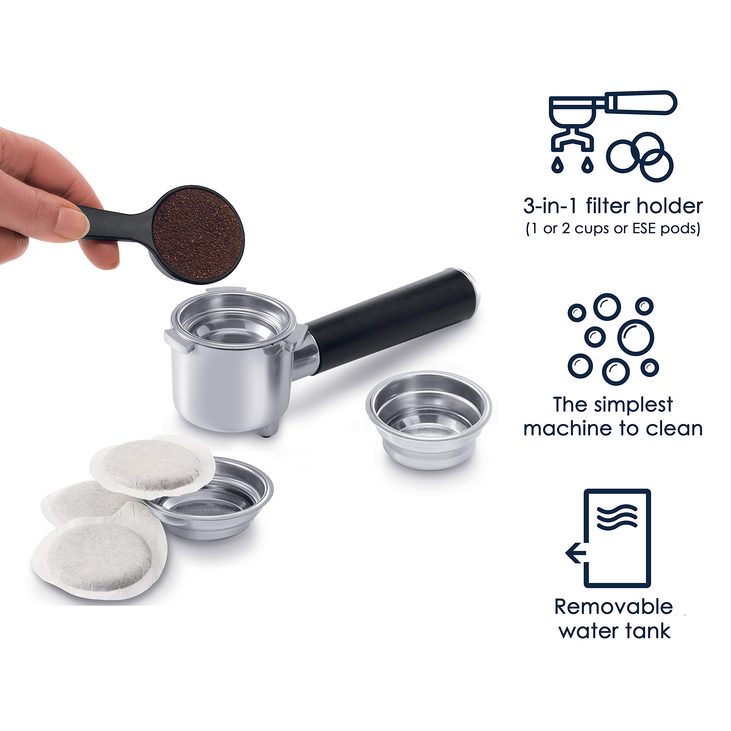 【Appliances】15 Bar Stainless Steel Slim Espresso & Cappuccino Machine,Advanced Cappuccino System