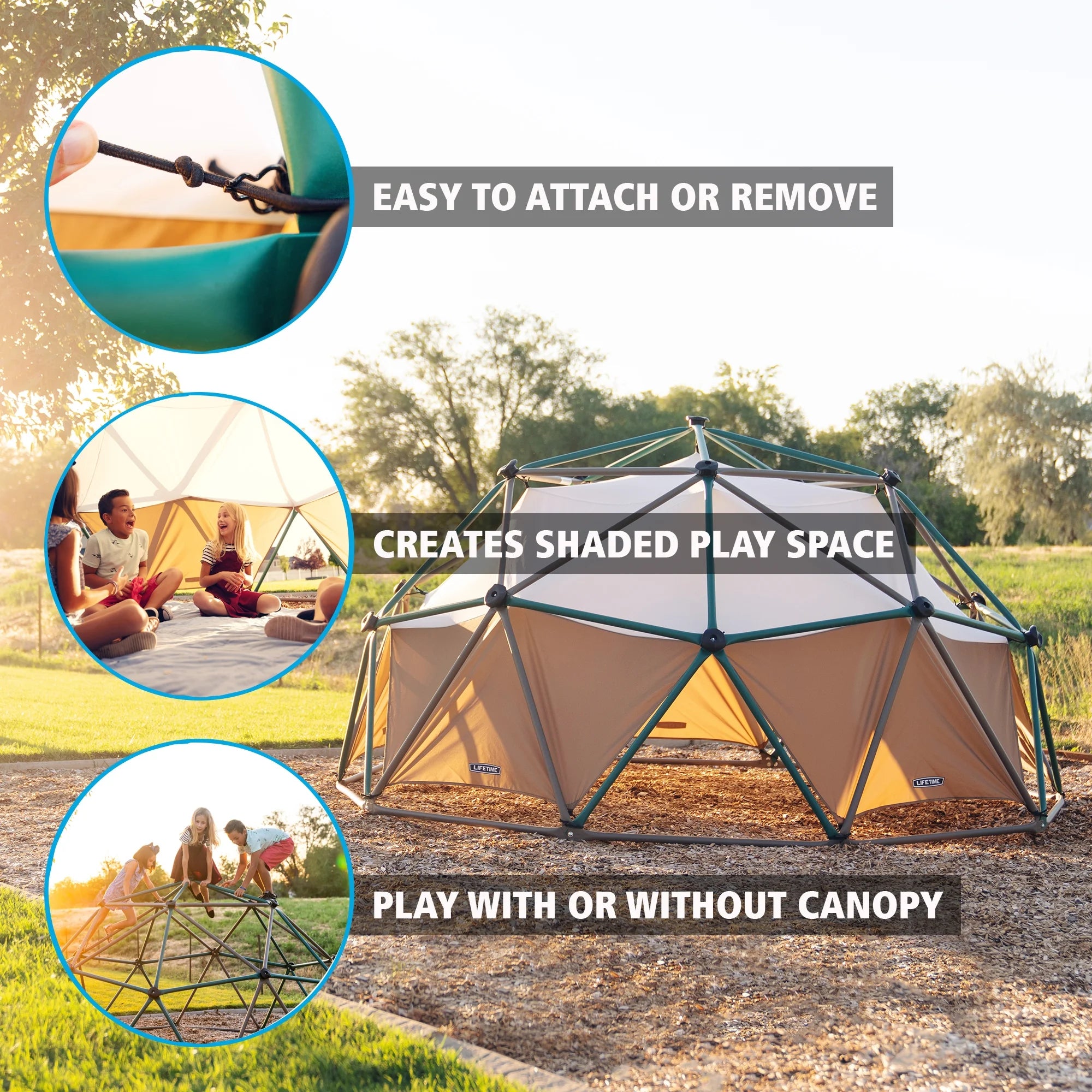Lifetime Kid's Outdoor 5 ft. H x 10 ft. W Dome Climber w/Canopy, Green and Brown (90612)