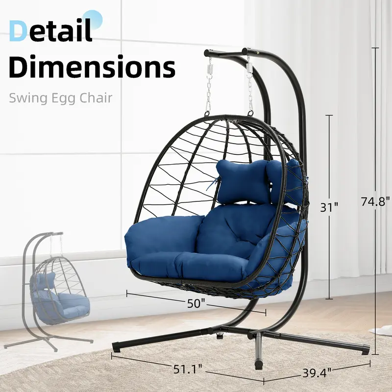 🔥 RIWENGO Double Hanging Egg Chair with Cushion, 700lbs Heavy-Duty Comfort