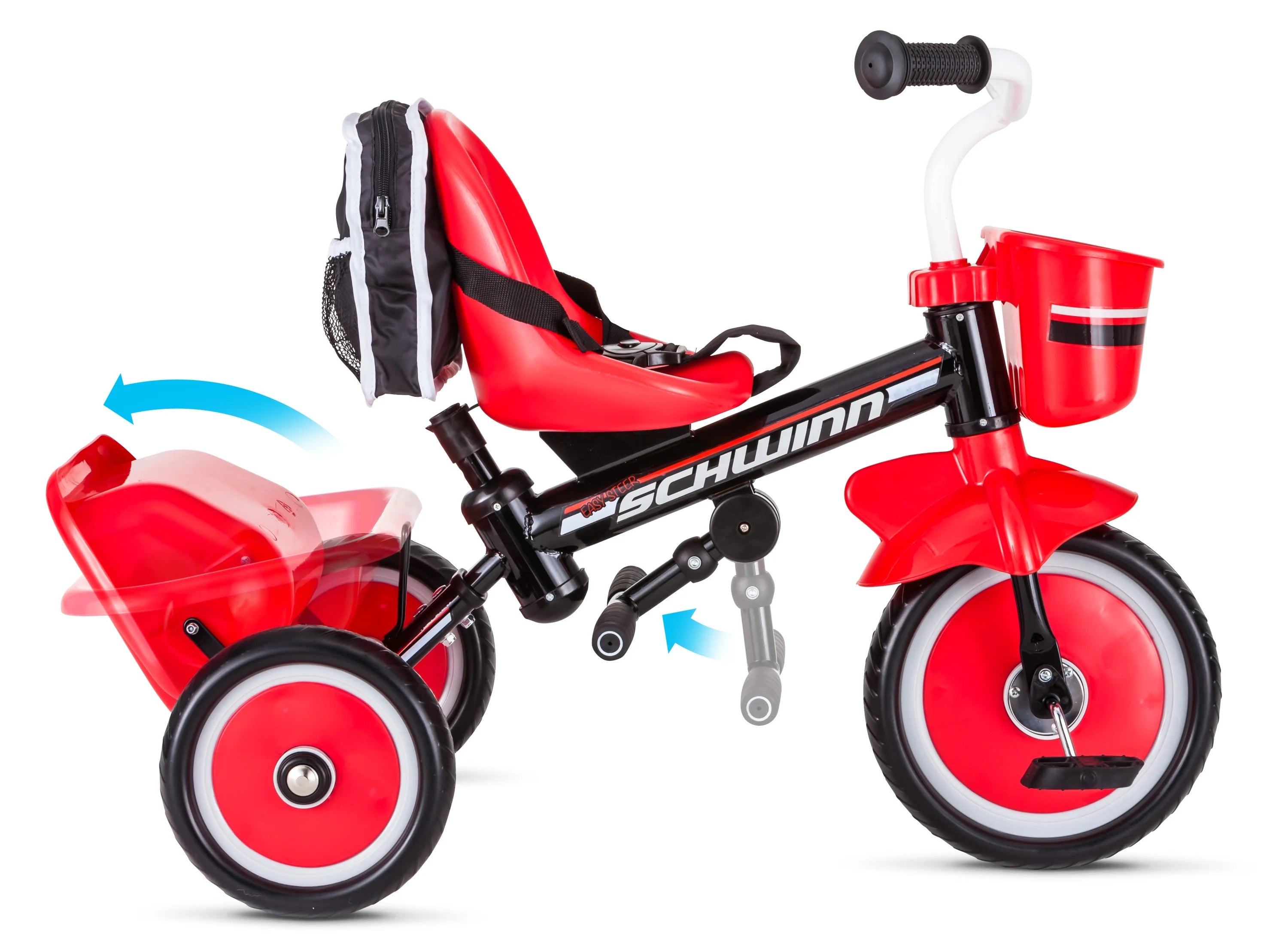 Schwinn Easy-Steer Tricycle with Push/Steer Handle, ages 2 - 4, red & white, toddler bike