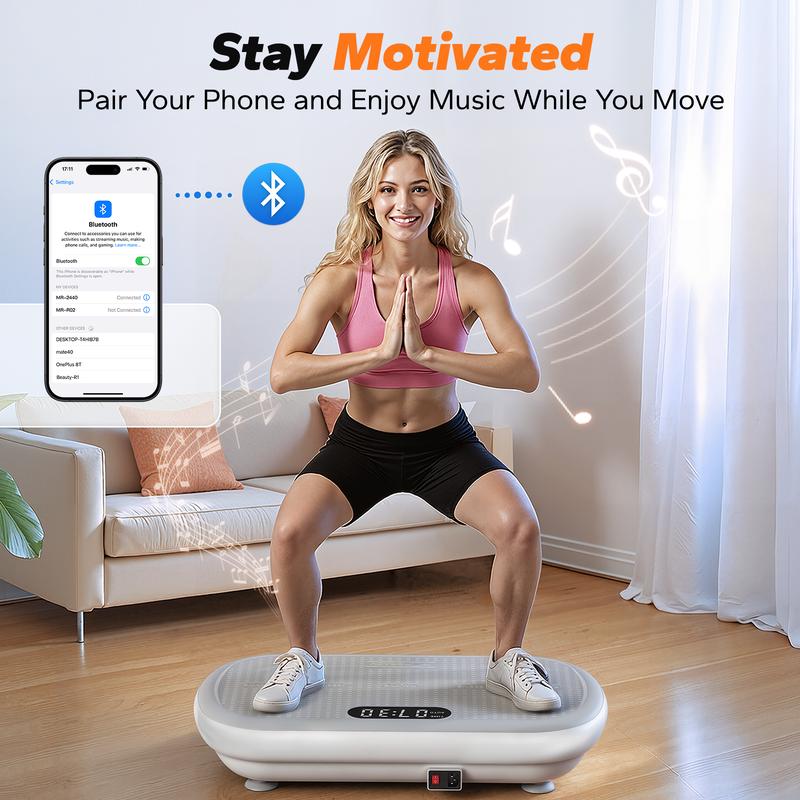 Merach High-Power Vibration Plate Exercise Machine,440lbs Weight Capacity, Bluetooth Remote Control, 4 Workout Modes for Home Gym Fitness Equipment