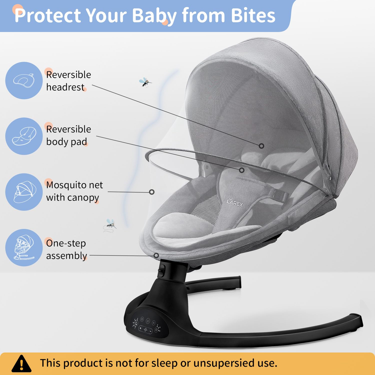 LAREX Baby Electric Swing Rocker with Remote & Bluetooth