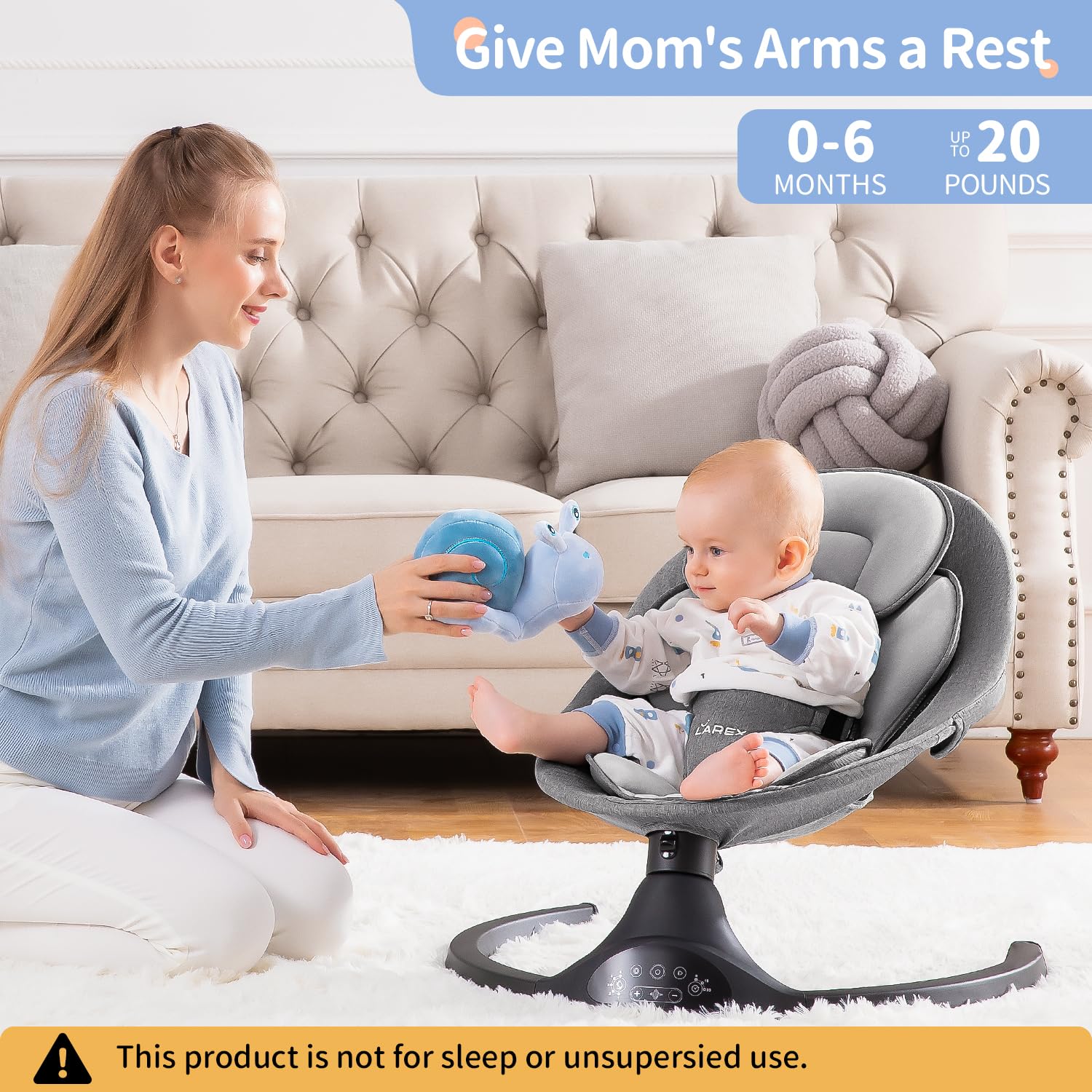 LAREX Baby Electric Swing Rocker with Remote & Bluetooth