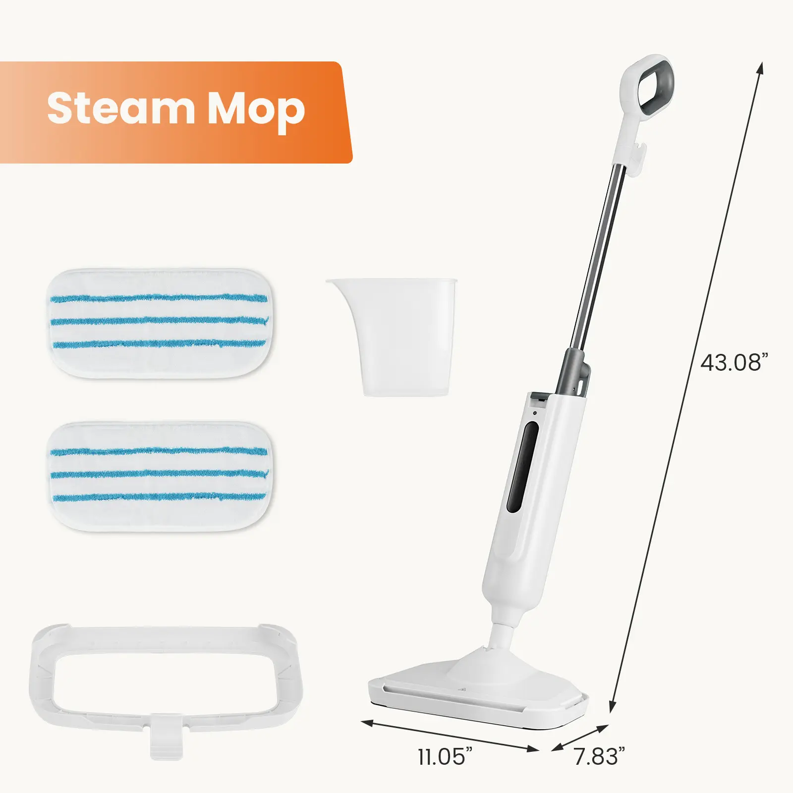 【NEW MODEL】Steam Mop for Floor Cleaning,Lightweight FloorCleaner for Hardwood/Tile/Laminate Floors Carpet,With 2 Pads