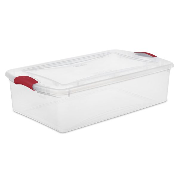 32 Qt. Latch Box Plastic, Infra Red, Set of 6