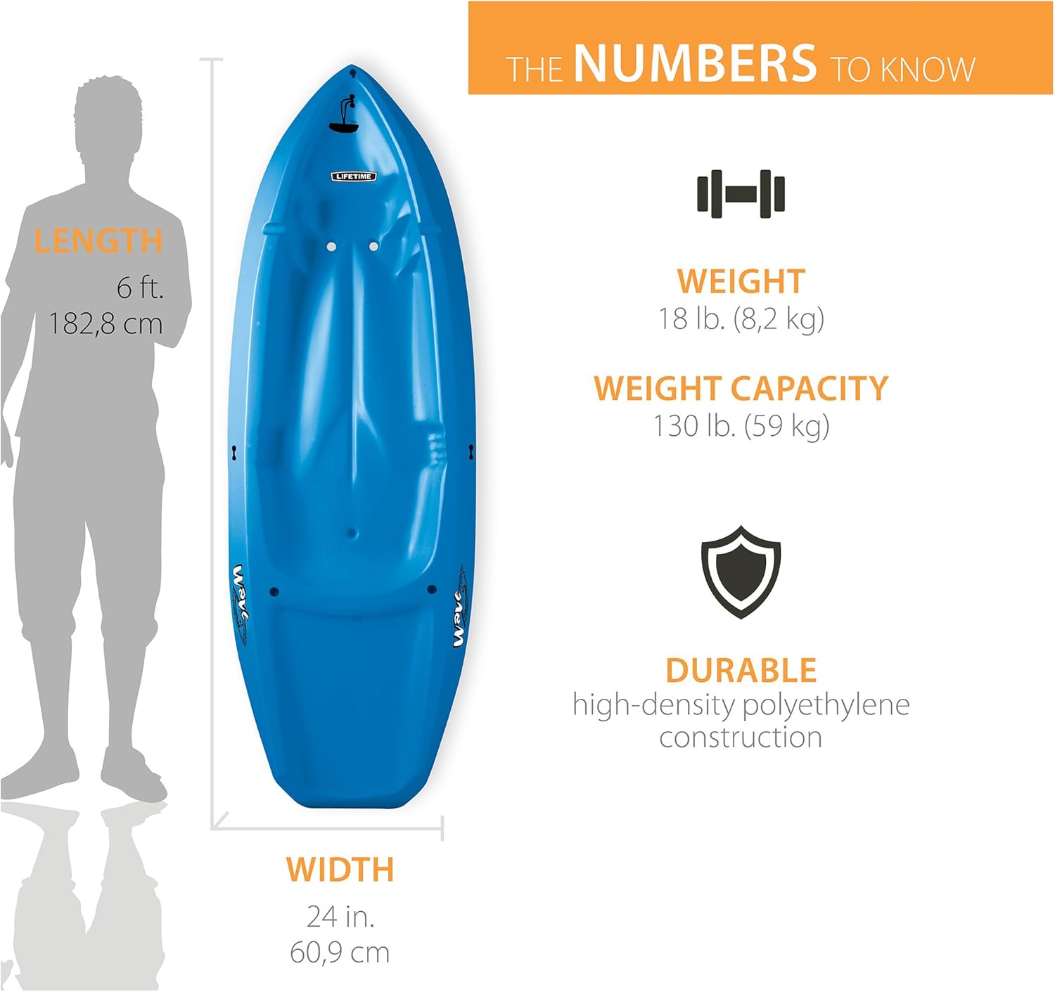 2026 Lifetime Youth Wave Kayak (Paddle Included)  Blue  6′
