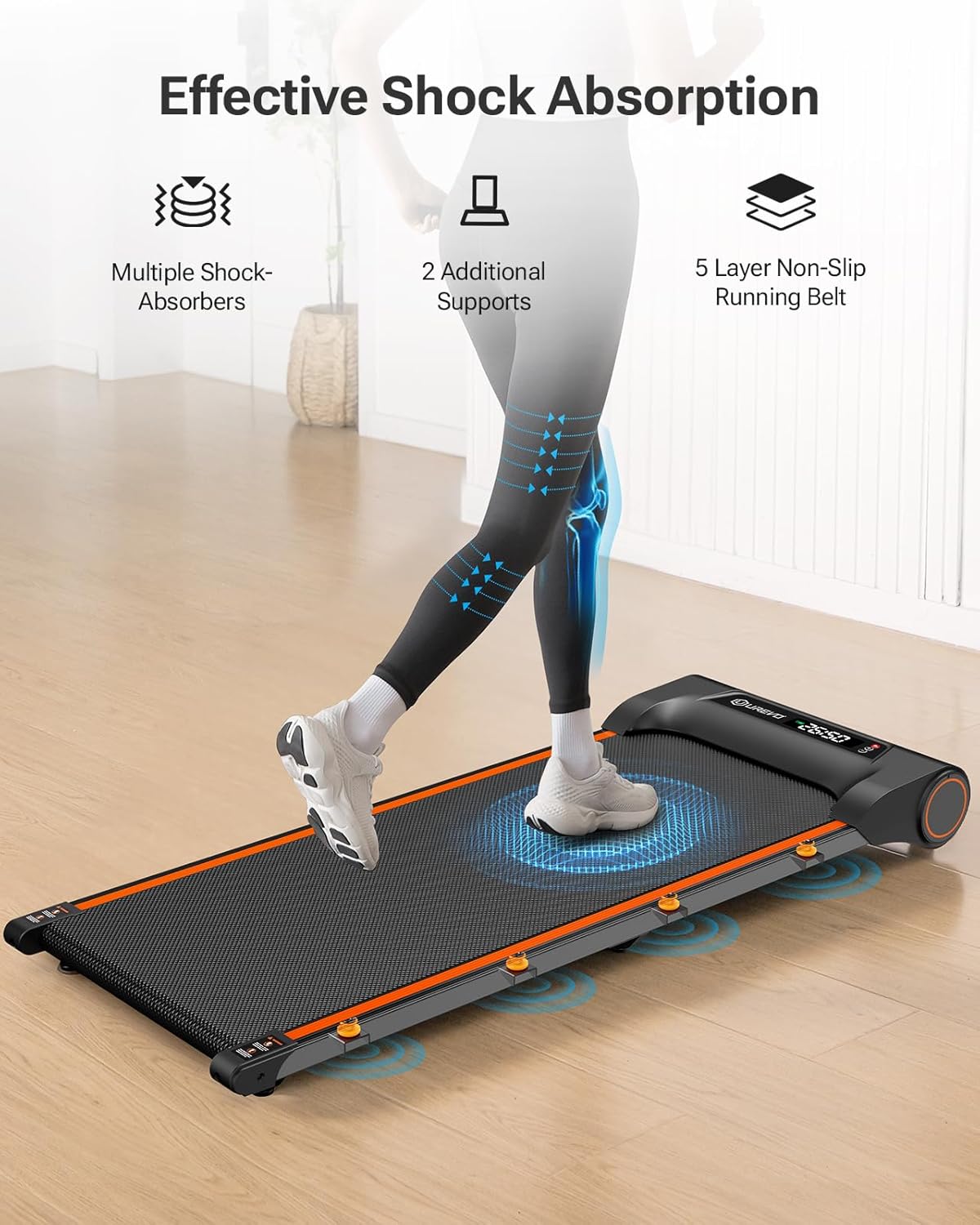 UREVO Under Desk Treadmill, Walking Pad for Home Office, Portable Walking Treadmill 2.25HP, Walking Jogging