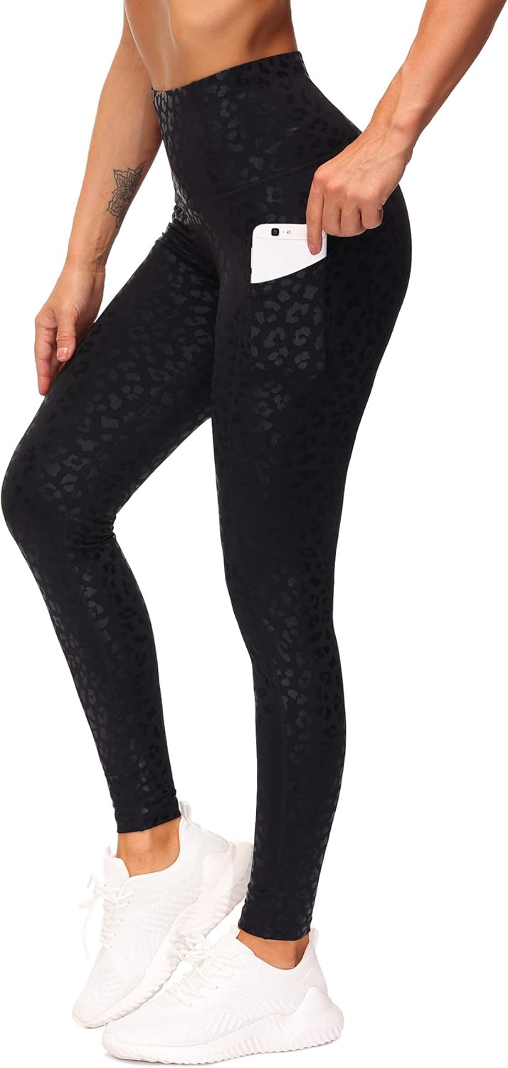 Thick High Waist Yoga Pants with Pockets, Tummy Control Workout Running Yoga Leggings for Women