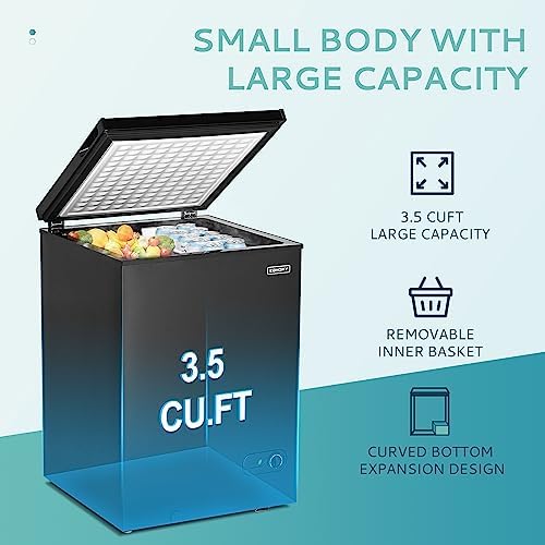 EUHOMY 3.5 Cu.Ft Chest Freezer Removable Basket