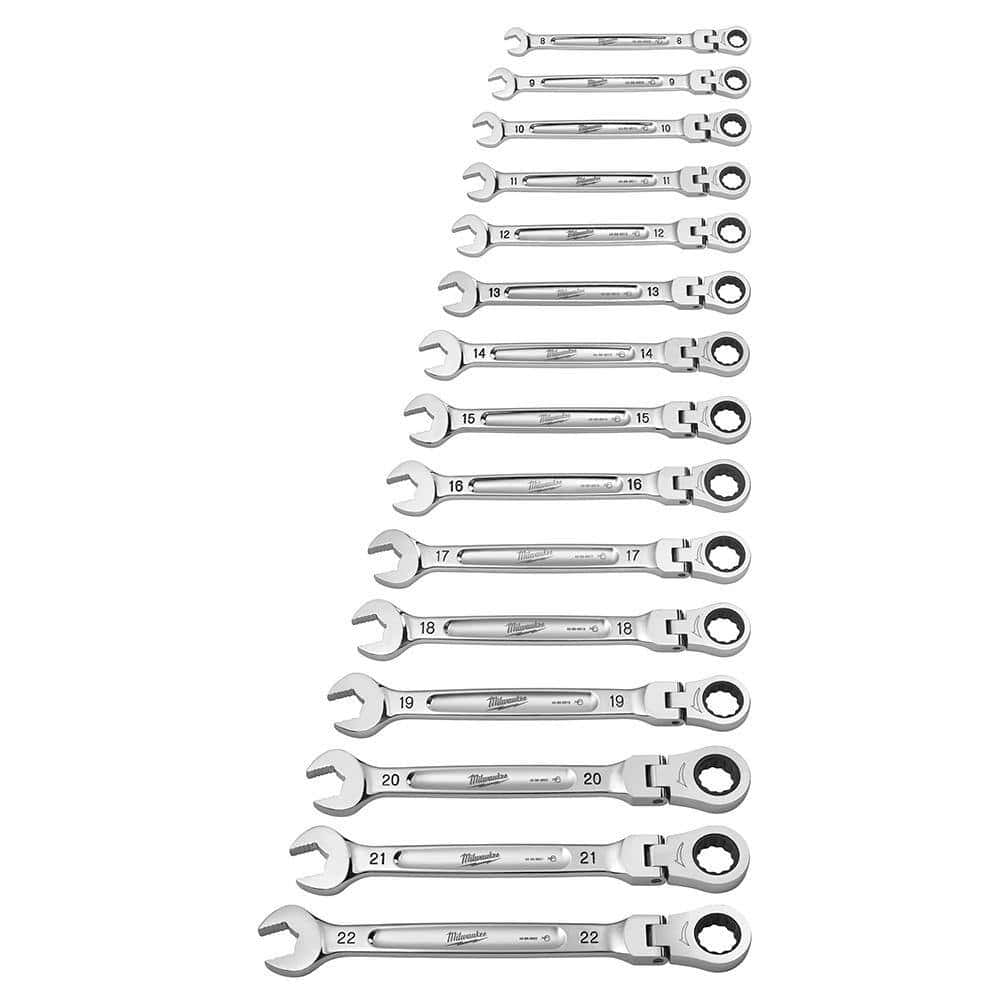 48-22-9413-48-22-9513 144-Position Flex-Head Ratcheting Combination Wrench Set SAE and METRIC (30-Piece)