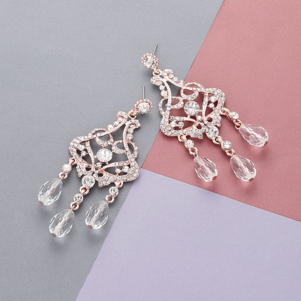 Orecchini a Bottone con Fiore di Cristallo Fatto a Mano