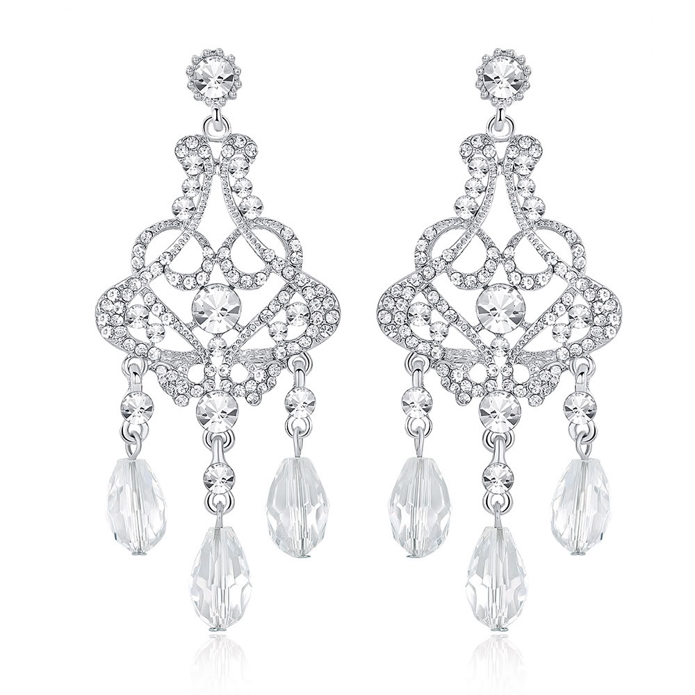 Orecchini a Bottone con Fiore di Cristallo Fatto a Mano