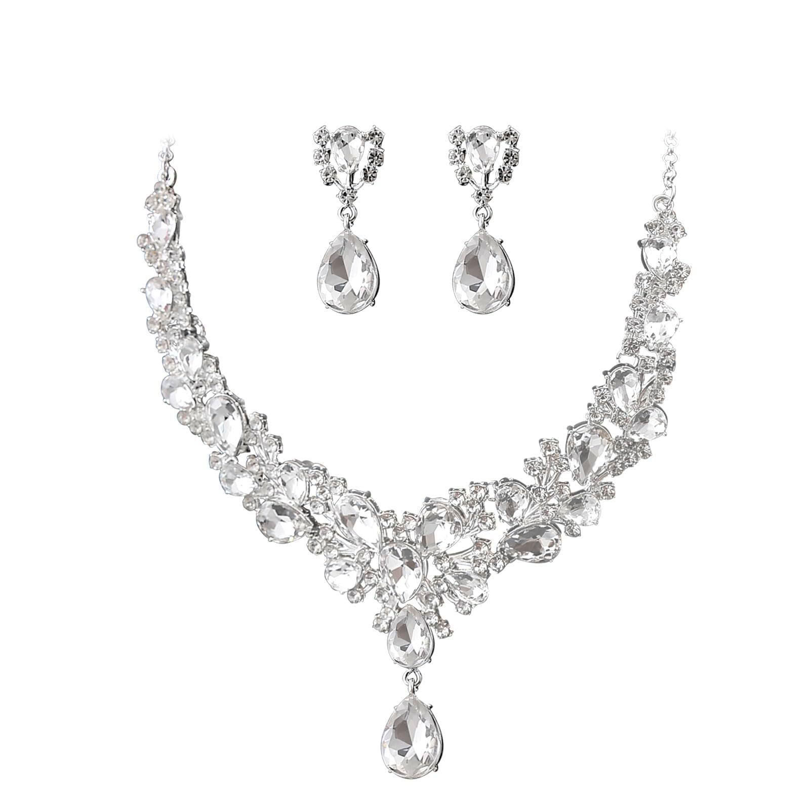 Set Collana e Orecchini da Sposa con Strass