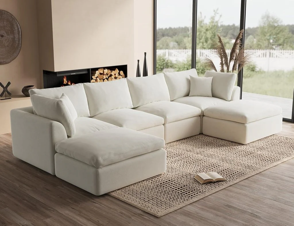 110 inch cloud sectional sofa for living room, convertible L-shaped sofa 3 seater sectional sofa