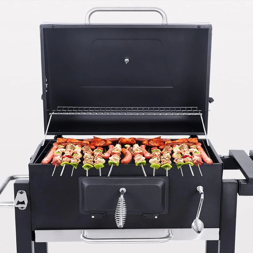 BARBECUE A CARBONELLA CARBONE BBQ GRILL DA GIARDINO CON RIPIANO REGOLABILE, 115x66x106 CM