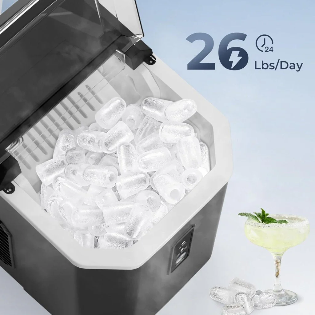 EUHOMY Nugget Ice Maker Countertop, Ready in 8 Mins, 35lbs/24H, Self-Cleaning, Portable Ice Makers Machine with Ice Scoop & Basket, Sonic Ice Maker with Chewable Pellet Ice for Home/Party/RV/Camping