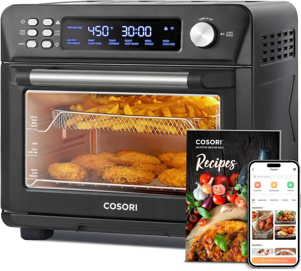 COSORI Smart 12-in-1 Air Fryer Toaster Oven Combo, Airfryer Convection Oven Countertop, Bake, Roast, Reheat, Broiler, Dehydrate, 75 Recipes & 3 Accessories, 26QT