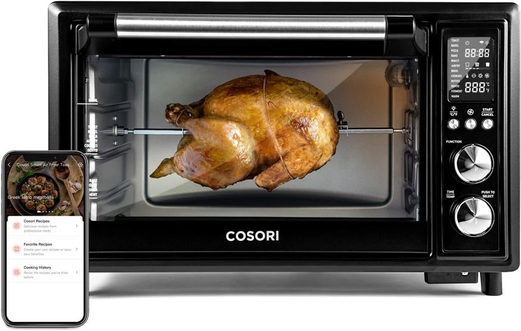 Air Fryer Toaster Oven Combo 13-in-1, 32Qt APP & Voice Control Convection Oven Countertop, Bake, Broil, Roast, Dehydrate, Sous Vide, 134 Recipes & 4 Accessories, Black, Stainless Steel