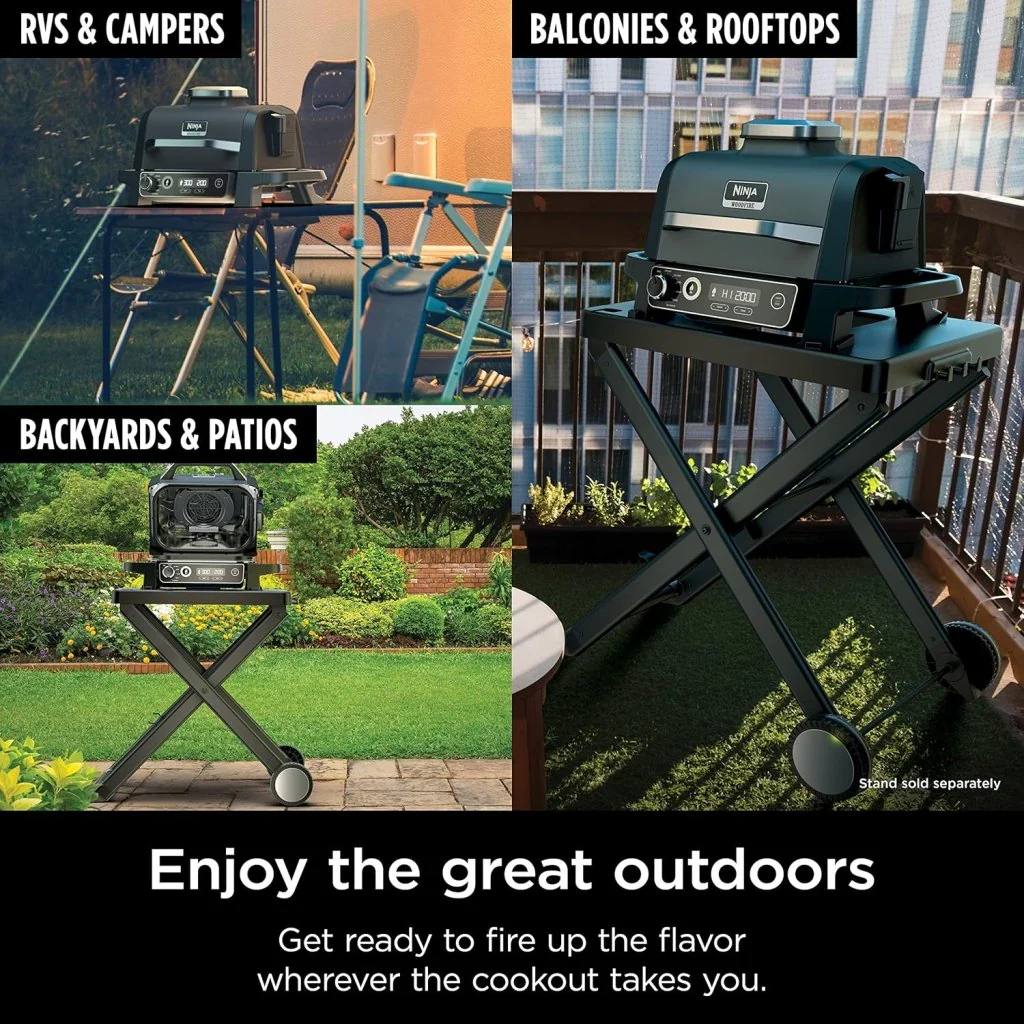 OG751 Woodfire Pro Outdoor Grill Built-In Thermometer,7-in-1 Master Grill,BBQ Smoker,& Outdoor Air Fryer Plus Bake,Roast,Dehydrate & Broil,Woodfire Technology,Weather-Resistant,Grey XL