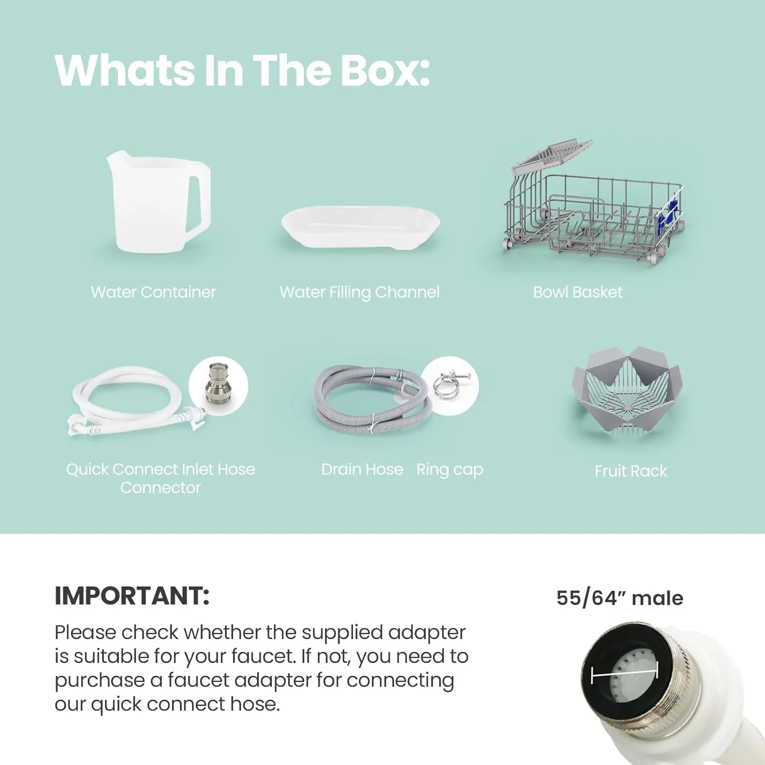 COMFEE' Portable Mini Dishwasher Countertop with 5L Built-in Water Tank for Apartments& RVs, No Hookup Needed, 6 Programs, 360° Dual Spray, 162℉ High-Temp& Air-Dry Function