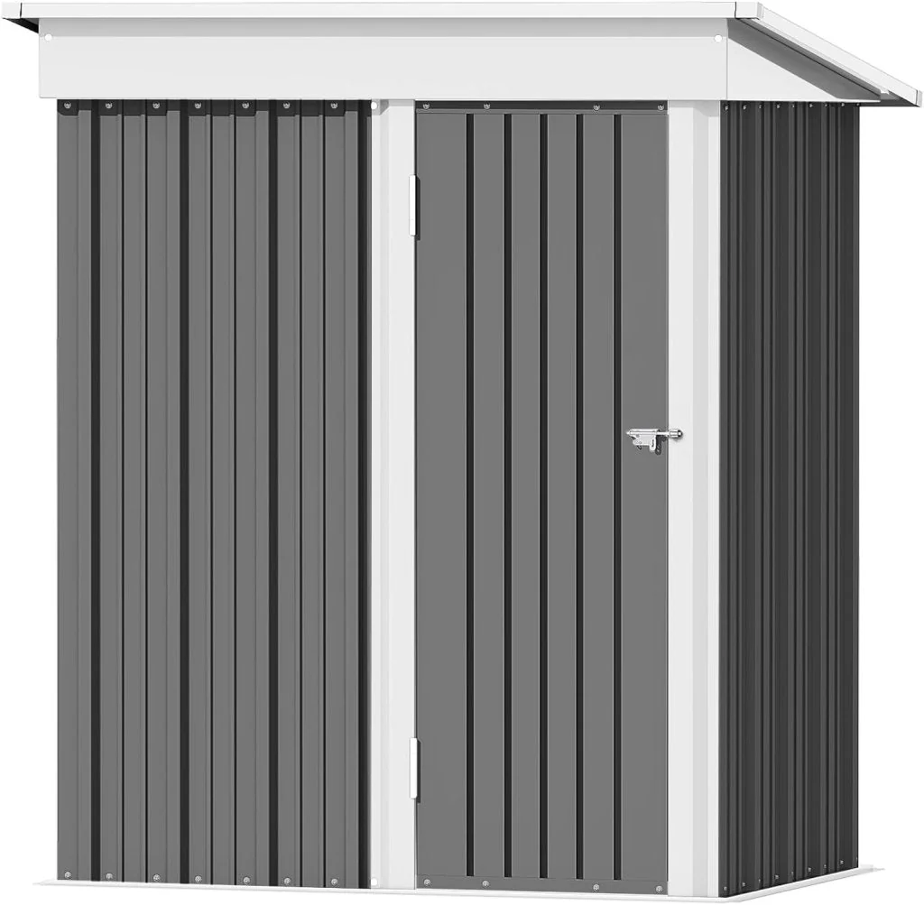 Devoko Outdoor Storage Shed 5 x 3 FT Lockable Metal Garden Shed Steel Anti-Corrosion Storage House with Single Lockable Door for Backyard Outdoor Patio